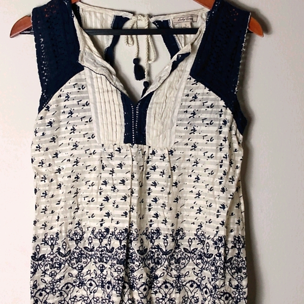 Lucky S Boho Darkest Navy Sleeveless Top